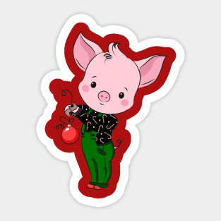 hipster christmas pig Sticker